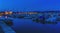 A view across the marina at night in La Spezia, Italy