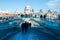 View Across Millennium Footbridge Towards St Pauls Cathedral In London UK