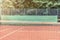 View across the net on a tennis court