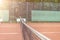 View across the net on a tennis court