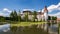 View across the pond to Blatna Castle