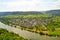 View across river Moselle to Puenderich village - Mosel wine region in Germany