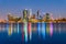 The view across the Swan River from Mill Point to the modern skyline of Perth city in Western Australia.