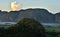 View across the Vinales Valley in Cuba. Morning twilight and fog.