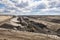 View into an active open pit lignite mine near Cottbus