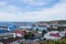 View of administrative buildings and the pier of the Korsakov Sea Trade Port on Sakhalin Island