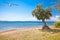 View on Aegean sea in Ouranoupolis, Athos, Greece.