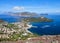 View of the Aeolian islands Lipari and Salina seen from the Vulcano island in Sicily