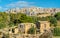 View of Agrigento city from the Kolymbetra Garden in Sicily, Italy