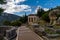 View of the Ahtenian Treasury in the Sanctuary Athena Pronaia in Delphi