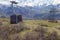 View of the air tram `Wings of Tatev` in the spring. Armenia