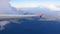 The view from an airplane window on sky with cloud.