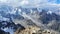 View of the Ak-Say glacier and the Kyrgyz ridge. Ala Archa National Park. Majestic harsh mountains of Kyrgyzstan. Beautiful