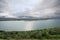 View of Akureyri through fjord, Iceland