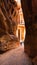 View of al-Khazneh temple from Al Siq in Petra