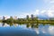 The view of Ala Wai Canal in Waikiki resort area, Honolulu, Hawaii.