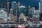 View of Alaskan Way and Pike Place Market from Alki Beach. Seattle Waterfront