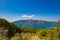 View from Albanian coast to Corfu island, Greece. Beautiful Ionian sea landscape