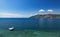 View from Albanian coast to Corfu island, Greece. Beautiful Ionian sea landscape