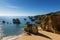 View of the Alemao Beach Praia do Alemao in Portimao, Algarve, Portugal