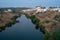 view of the Alentejo town of MÃ©rtola with the Guadiana river in evidence.