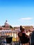 View of the Alfama and Alcantaro Districts from the Mirador of Santa Luzia in Lisbon Portugal