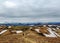 View on Alftavatn lake, glaciers, volcanoes, desert and mountains, Laugavegur trail, near Landmannalaugar, Fjallabak Nature
