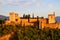 View of Alhambra palace at sunset Granada - Andalusia, Spain, viewed from city of Granada