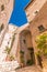 View of alley of medieval Postignano village in Valnerina, Umbria, Italy