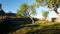 View of Almond trees on Numao Castle