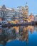 View along the Amsterdam Canals at twilight