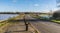 A view along the causeway across Pitsford Reservoir, UK