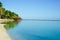 view along lagoon beach on South Pacific holiday destination island