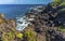 A view along the lava rock formations at Black Rocks on the Atlantic coast of  in St Kitts