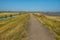 A view along the levy on the East Mersea flats towards Brightlingsea, UK