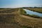 A view along the levy on the East Mersea flats, UK