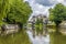 A view along the Ljubljanica River towards the Sluice gate in Ljubljana