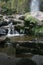 View along path leading next to stream flowing at Cascada Taxopamba Otavalo Ecuador