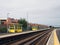 View along the platform at Hall Road Railway Station in Southport Merseyside