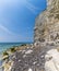 A view along the shoreline and cliff face at Hope Gap, Seaford, UK
