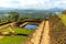 The view along the side of the fortifications at the top of the rock fortress of Sigiriya, Sri Lanka