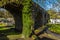 A view along the side of the railway viaduct in the seaside town of Tenby, Pembrokeshire