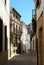 View along a traditional Spanish residential street in the old town, Baeza, Spain.