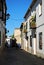 View along a traditional Spanish residential street in the old town, Baeza, Spain.