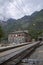 View of Alpe Grum train station sign