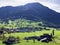 View of the alpine settlement Ennetmoos below Stanserhorn Mountain - Canton of Nidwalden, Switzerland