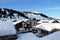 View of alpine ski resort village and ski piste in Lech, Austria