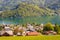 View of alpine town St. Gilgen on Wolfgangsee lake, Austria