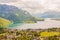 View of alpine village St. Gilgen and Wolfgangsee lake from Mozartblick viewpoint