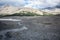 View of alpine wilderness from the Athabasca Glacier along the Icefields Parkway, in the Canadian Rockies, Banff National Park